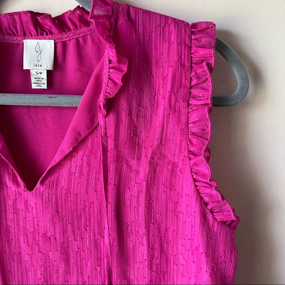 Joie Fuchsia Ruffle Edges Tank Top Size S - Picture 3 of 10